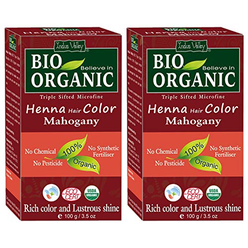 Indus Valley Henna Hair Dye - Natural Conditioning & Color Treatment, Mahogany - 200gm Pack of 2
