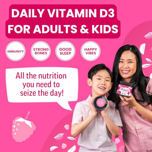 Llama Naturals Vitamin D3 Gummies - Supports Healthy Bones & Immunity, Organic Raspberry - 60 ct