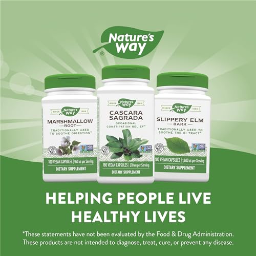 Nature's Way Cascara Sagrada Bark - Occasional Constipation Relief, Vegan, Non-GMO - 180 Capsules
