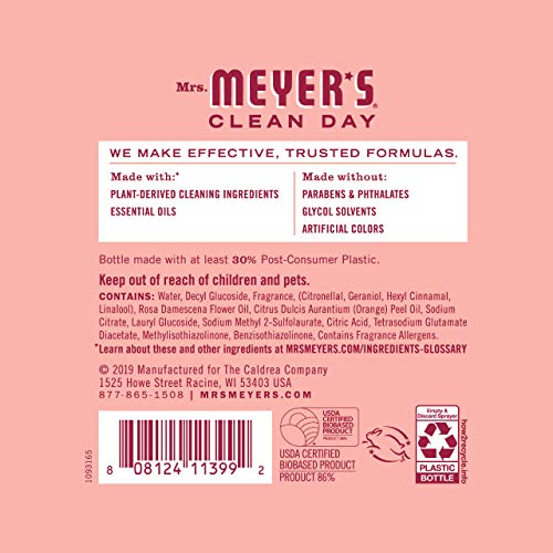 Mrs. Meyer's All-Purpose Cleaner Spray - Effective Dirt Removal, Rose Scent - 16 Fl oz