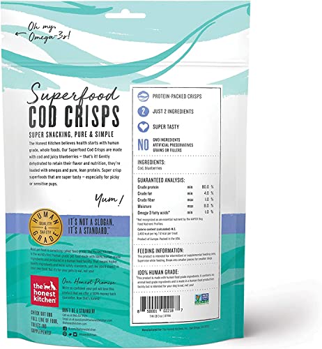 The Honest Kitchen Superfood Cod Treats - High Protein, Non-GMO, All Natural - 3oz, 2.75oz, 10ct
