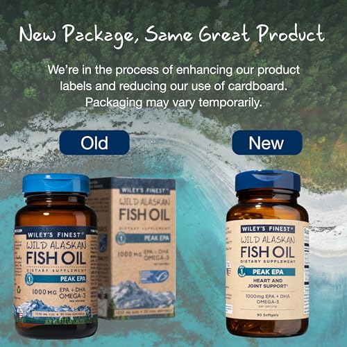 Wiley's Finest Omega-3 Fish Oil - 1000mg EPA & DHA for Joint & Heart Health - 90 Softgels
