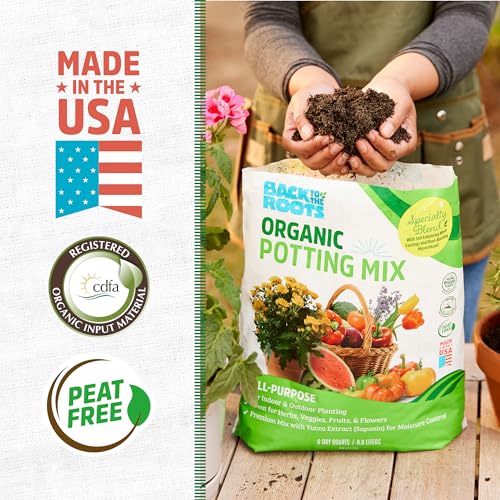 Back to the Roots Organic Potting Mix - Nutrient-Rich Soil for Herbs & Veggies - 6 Quarts