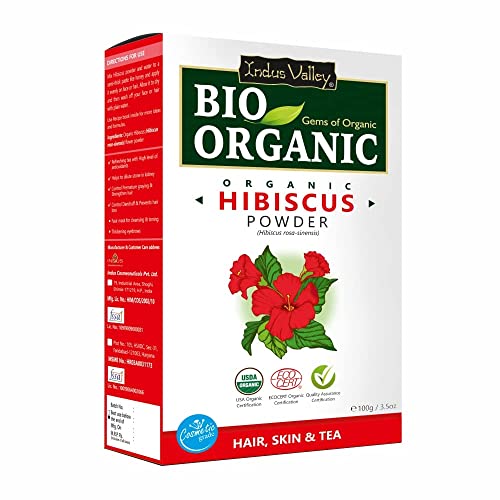 Indus Valley Natural Organic Face Mask - Reduces Fine Lines, Exfoliates, Hibiscus Powder - 100g