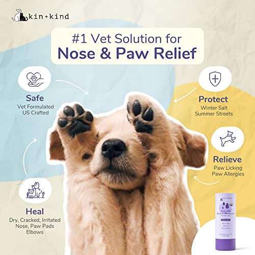 kin+kind Paw Balm Stick - Vet Approved, USDA Organic, Easy Roll-On for Dogs & Cats - 1.76oz