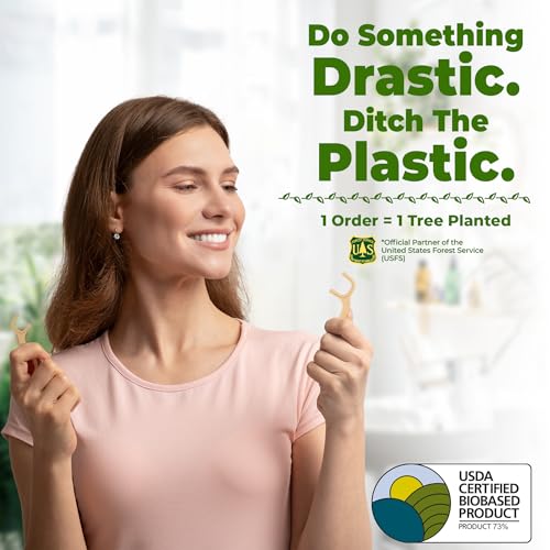 SMARTLIFECO Biodegradable Floss Picks - Gentle on Gums, Plant-Based, Vegan - 100ct