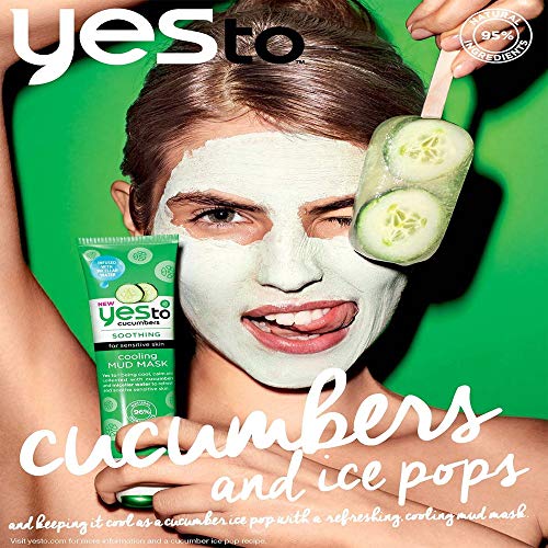 Yes To Cucumbers Cooling Mud Mask - Refreshes & Soothes Sensitive Skin, 96% Natural - 2oz