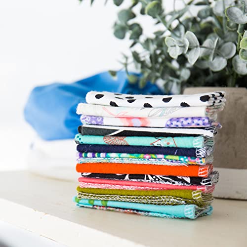 Marley's Monsters Reusable Cloth Wipes - Soft, Absorbent Cotton, Washable - 24 Pack, Surprise Prints