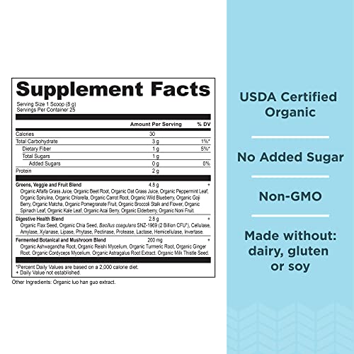 Ancient Nutrition Super Greens Powder - Boosts Digestive Health, Probiotics, 25 Servings, 7.5oz