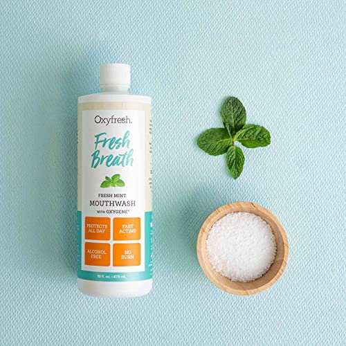 Oxyfresh Mouthwash - Long-Lasting Fresh Breath, Alcohol & Fluoride Free, Peppermint - 16oz