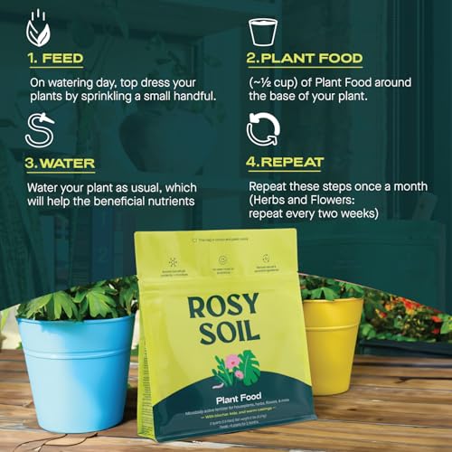 Rosy Soil Plant Food - Organic Nutrients for Healthy Growth, Biochar & Kelp - 2 Quarts