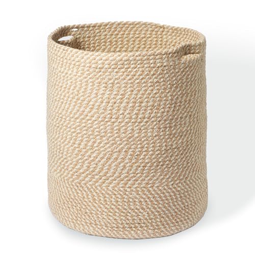 Eco Living Recycled Cotton Basket - Versatile Storage for Laundry, Toys, & Blankets - 15x15x17.7"
