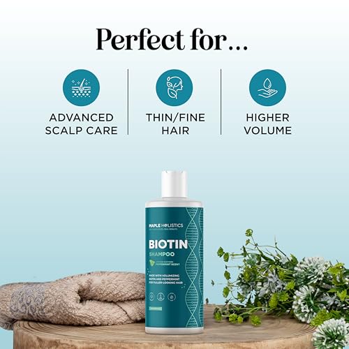 Volumizing Biotin Shampoo - Nourishes Thinning Hair, Peppermint & Argan Oils - 12oz