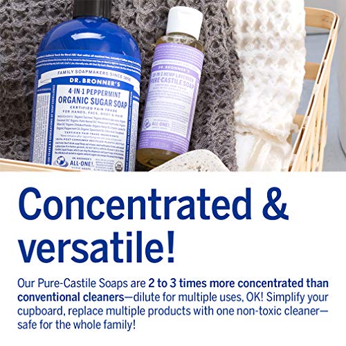 Dr. Bronner's Body Soap - Organic Oils, Fair Trade Ingredients, 18-in-1 Uses - Lavender, 4oz