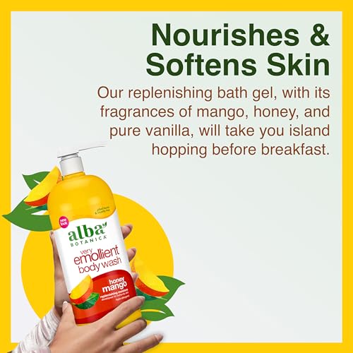Alba Botanica Body Wash - Hydrating Honey Mango Formula, Vegetarian & Cruelty-Free - 32oz