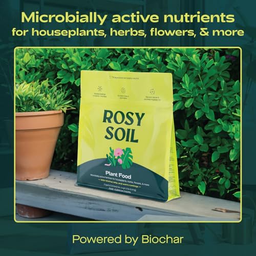 Rosy Soil Plant Food - Organic Nutrients for Healthy Growth, Biochar & Kelp - 2 Quarts
