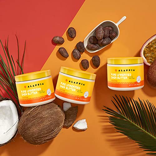 Alaffia Unrefined Shea Butter - Deeply Hydrating, Fair Trade & Handcrafted - 11oz Unscented