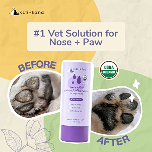 kin+kind Paw Balm Stick - Vet Approved, USDA Organic, Easy Roll-On for Dogs & Cats - 1.76oz