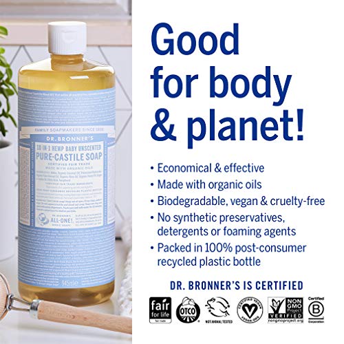 Dr. Bronner's Pure-Castile Liquid Soap - Organic & Fair Trade, For Sensitive Skin - 32oz