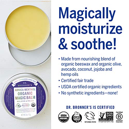 Dr. Bronner's Organic Magic Balm - Moisturizes & Soothes Skin, Arnica-Menthol - 2 oz, 2-Pack