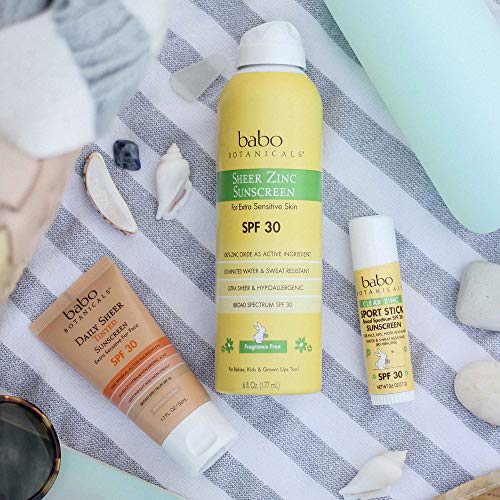 Babo Botanicals Mineral Sunscreen Stick SPF30 - Zinc-Based, Fragrance-Free, Water Resistant - 2.5oz