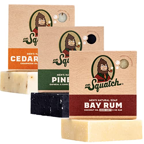 Dr. Squatch Bar Soap Set - Nourishing Cold Process, Natural Ingredients, 3 Manly Scents - 3 Bars