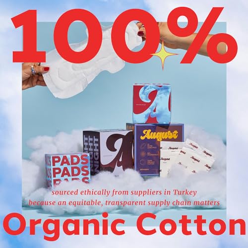 August Organic Panty Liners - Super Absorbent, Hypoallergenic, 100% Organic Cotton - 32 Liners