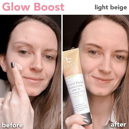 Natural Tinted Sunscreen SPF 20 - Broad Spectrum Zinc Oxide, Light Beige, Vegan - 3oz