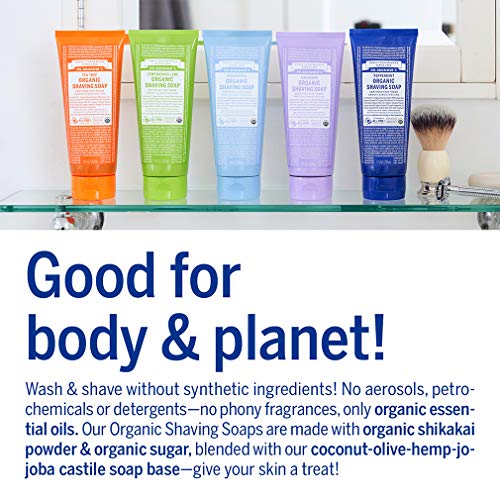 Dr. Bronner's Organic Shaving Soap - Moisturizes, Cleanses & Soothes, Peppermint - 7oz