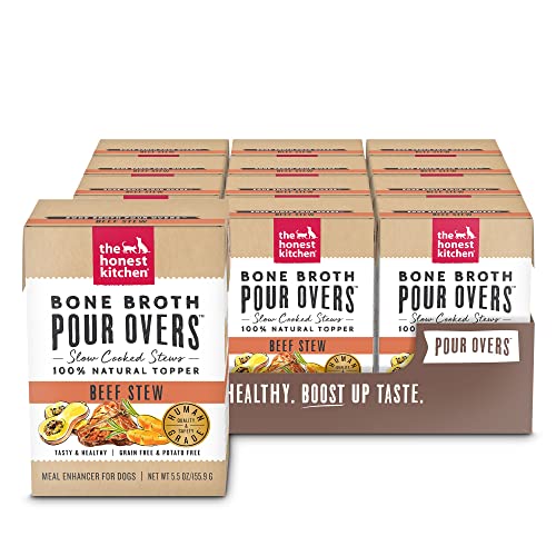 The Honest Kitchen Dog Food Toppers - Protein Boost with Human Grade Beef Stew - 12 Pack, 5.5oz