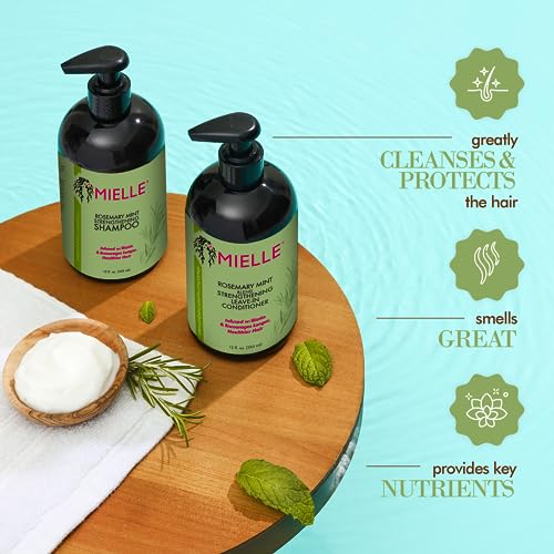 Mielle Organics Rosemary Mint Shampoo - Strengthens Hair, Infused with Biotin - 12oz