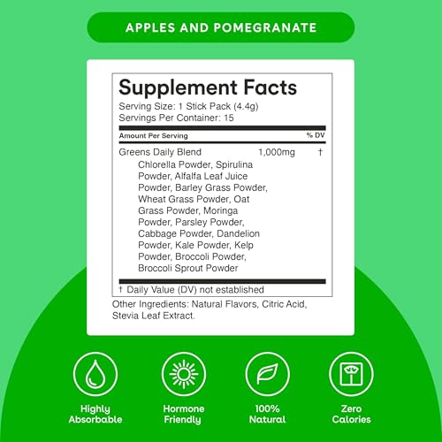 Mixhers Hergreens Superfood - Daily Greens & Veggie Powder with Digestive Enzymes - 30 Packets