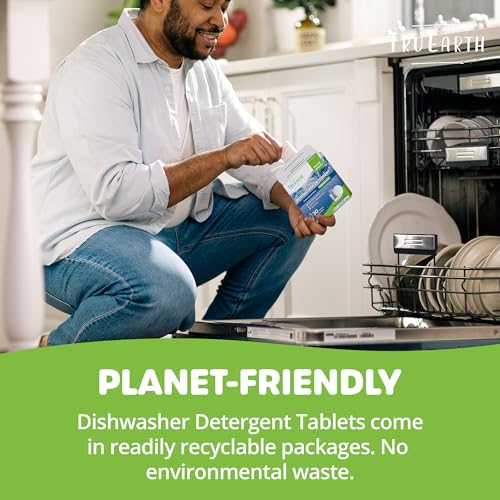 Tru Earth Dishwasher Detergent Tablets - Powerful Grease Removal, Fragrance-Free - 30 Tabs