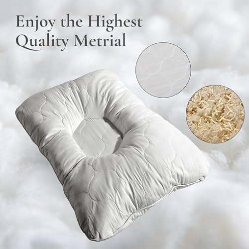 Sleep & Beyond Natural Wool Pillow - Neck & Spine Support, Washable Cotton Case - Queen