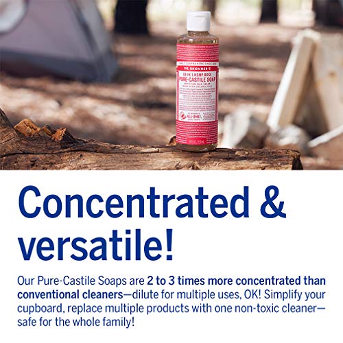 Dr. Bronner's Body Soap - Made with Organic Oils, 18-in-1 Uses, Vegan, Non-GMO - 16oz Rose