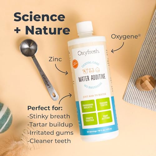 Oxyfresh Pet Dental Care Solution - Eliminates Bad Breath, Fights Plaque & Tartar - 16oz