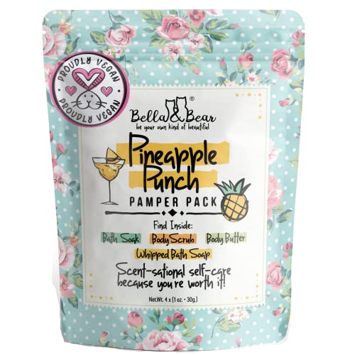 Bella & Bear Body Care Set - Pineapple Scent, Vegan & Cruelty-Free, Travel Size Kit