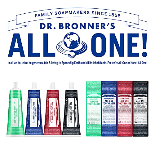 Dr. Bronner’s All-One Toothpaste Variety Pack - Fluoride-Free, 70% Organic, Vegan - 5oz, 4-Pack