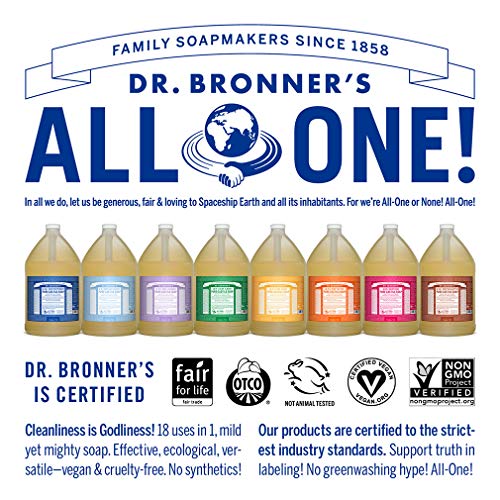 Dr. Bronner's Pure-Castile Liquid Soap - Organic Oils for Acne, Dandruff, and More - 1 Gallon