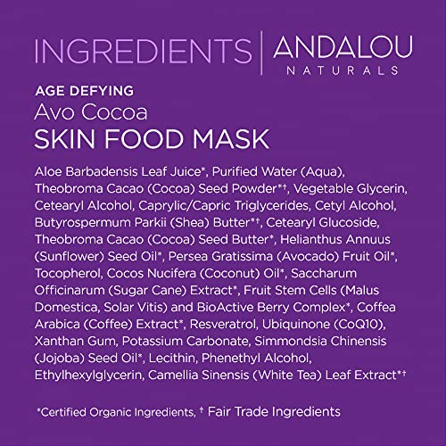 Andalou Naturals Face Mask - Nourishing Avo Cocoa, Antioxidant-Rich for Dry Skin - 1.7oz