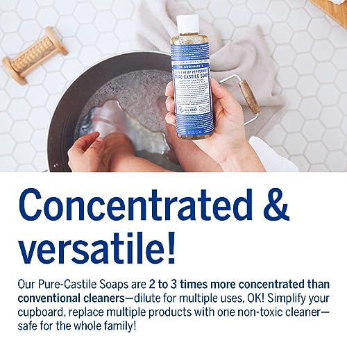 Dr. Bronner's Pure-Castile Liquid Soap - Organic, Fair Trade, Versatile Use - 8oz Peppermint