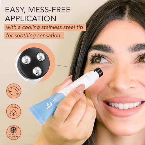USA Made Eye Cream - Reduces Dark Circles & Puffiness, Hydrates with Hyaluronic Acid - 0.5oz