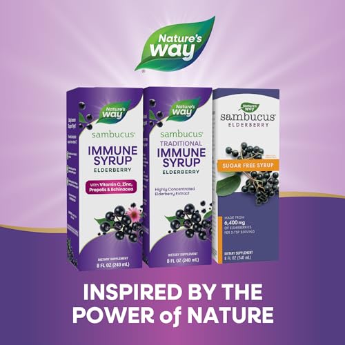Nature’s Way Sambucus Elderberry Syrup - Immune Support, Antioxidant-Rich, Berry Flavor - 8 Fl Oz