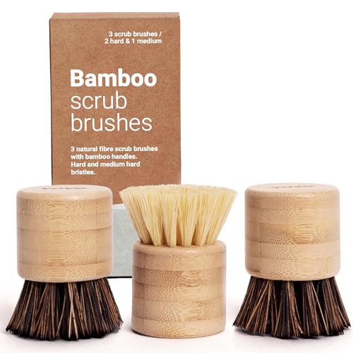 Vove Cleaning Essentials Set - Tough on Dirt, Natural Fiber, 3 Bamboo Brushes for Home Use