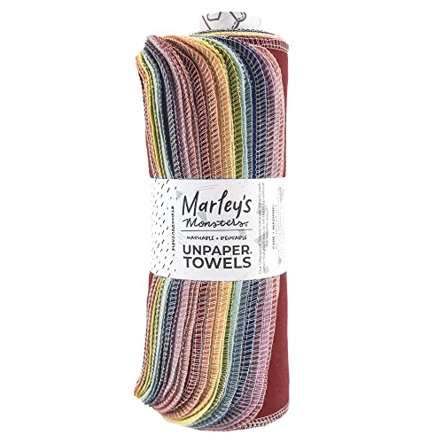 Marley's Monsters UNpaper Towels - Reusable Cotton, Super Absorbent, Tree-Free - 24 Count Roll