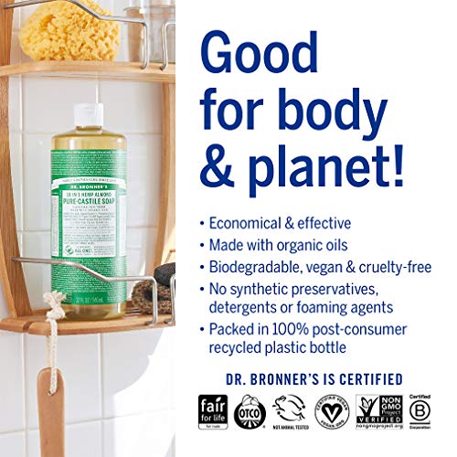 Dr. Bronner's Pure-Castile Liquid Soap - Organic Oils, 18-in-1 Uses, Concentrated, Vegan - 1 Gallon
