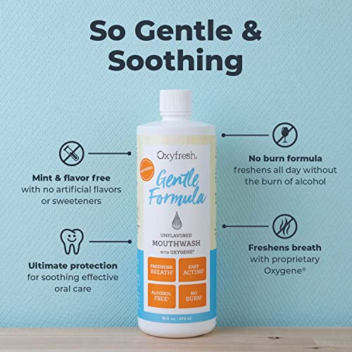 Oxyfresh Mouthwash - Gentle & Alcohol-Free for Sensitive Gums, Unflavored - 16oz