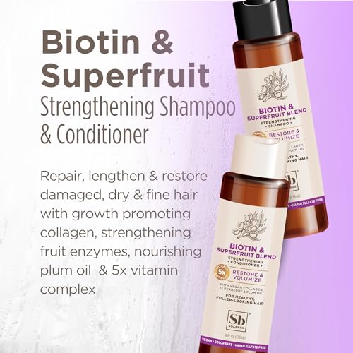 Soapbox Biotin Shampoo & Conditioner Set - Volumizing, Vegan Collagen, Aloe - 16oz Each