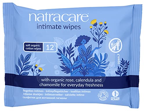Natracare Personal Cleansing Wipes - Organic Cotton, pH Balanced, Biodegradable - 12 Count