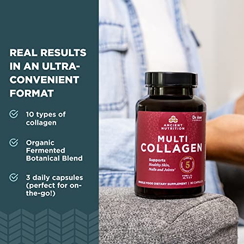 Ancient Nutrition Collagen Protein Powder - Supports Skin, Joints, and Gut Health - 90 Capsules